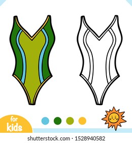 Coloring book for children, One-Piece women swimsuit