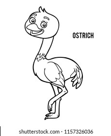 Coloring book for children, Ostrich