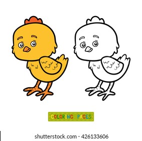 Coloring book for children, coloring page with chick