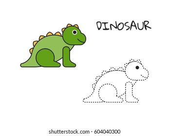 Coloring book for children, coloring page with dinosaur