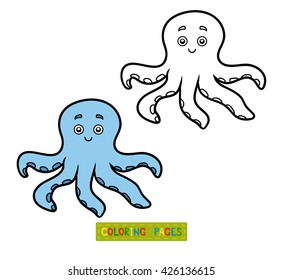 Coloring book for children, coloring page with octopus