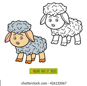 Coloring book for children, coloring page with sheep