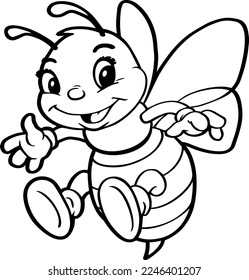 Coloring book for children, coloring page with a small bee.