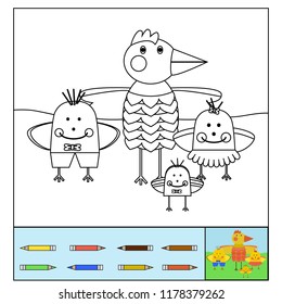 Coloring book for children. Coloring pages. Chicken