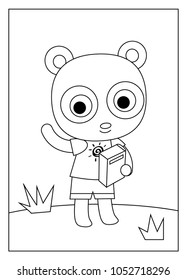 Coloring book for children, Panda and a book