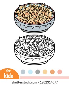 Coloring book for children, Pasta farfalle in bowl
