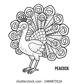 Coloring book for children, Peacock