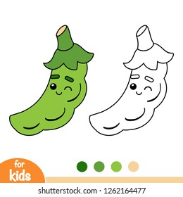 Coloring book for children, Peas with a cute face
