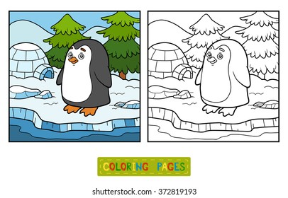 Coloring book for children (penguin)