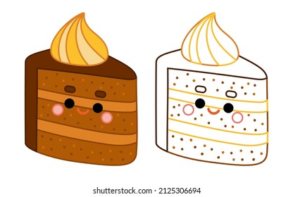 Coloring book for children, Piece of cake with a cute face