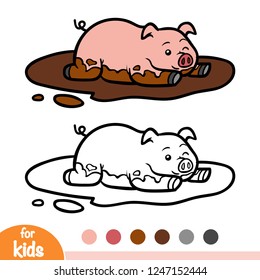 Coloring book for children, Pig