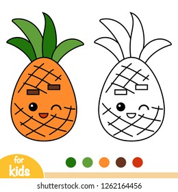 Coloring book for children, Pineapple with a cute face