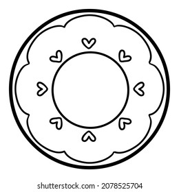 Coloring book for children, Plate with a heart pattern