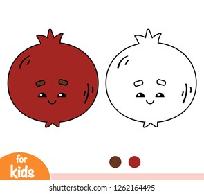 Coloring book for children, Pomegranate with a cute face