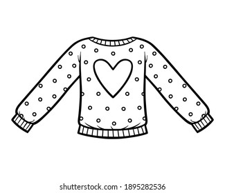 Coloring book for children, Pullover with a heart sign