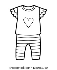 Coloring book for children, Pyjamas with heart