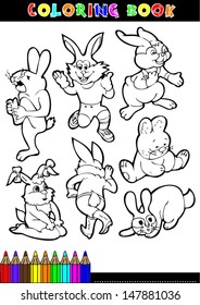 Coloring book for children, rabbit, cartoons or illustrations.