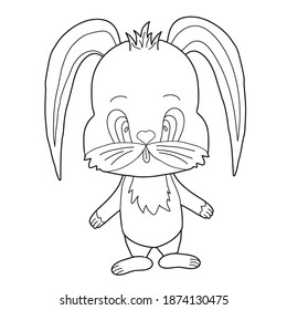 Coloring book for children. Rabbit Hand drawn. Black White vector illustration.