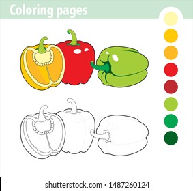 Coloring book for children red yellow green pappers