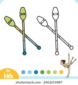 Coloring book for children, Rhythmic gymnastic juggling clubs