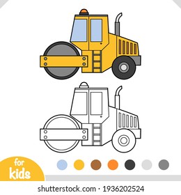 Coloring book for children, Road roller