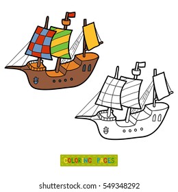Coloring book for children, Sailing ship