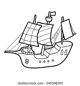 Coloring book for children, Sailing ship