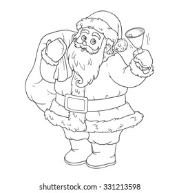 Coloring book for children: Santa Claus with a bell