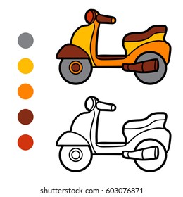 Coloring book for children, Scooter