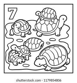 Coloring book for children, Seven tortoises