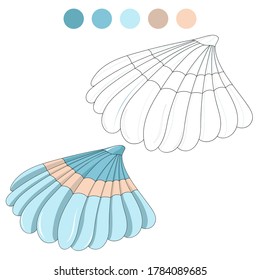 Coloring book for children with shell. Set with color swatch