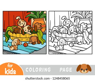 Coloring book for children, Six dogs