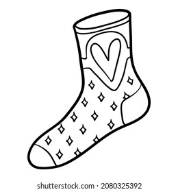 Coloring book for children, Sock with a heart sign