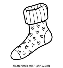 Coloring book for children, Sock with hearts pattern