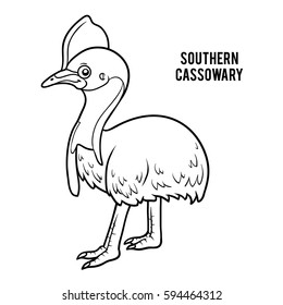 Coloring book for children, Southern cassowary