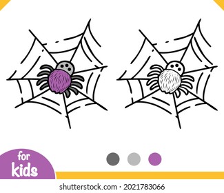 Coloring book for children, Spider and web