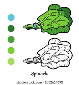 Libro de coloración para niños, espinacas
