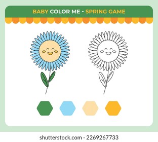 Libro de coloración para niños, flor de primavera, juego de niños de primavera