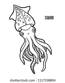 Coloring book for children, Squid