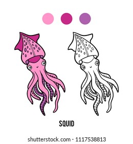 Coloring book for children, Squid