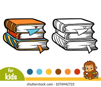 Coloring book for children, Stack of books