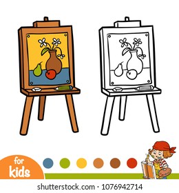 Coloring Book For Children, Still Life On The Easel