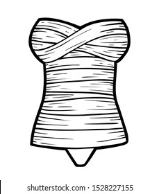 Coloring book for children, Strapless bandeau women swimsuit