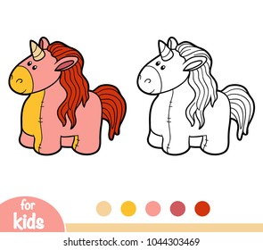 Coloring Book For Children, Stuffed Toy Unicorn