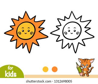 Coloring book for children, Sun with a cute face