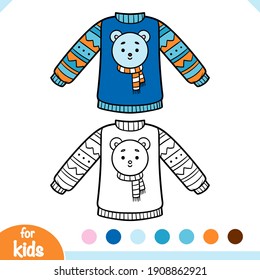 Coloring book for children, Sweater with a polar bear