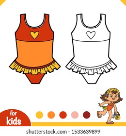 Coloring book for children, Swimsuit for girls