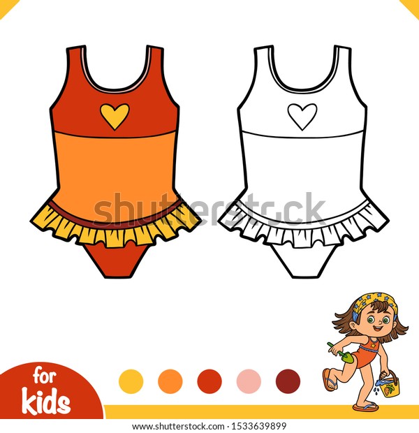 Coloring Book Children Swimsuit Girls Stock Vector (Royalty Free ...