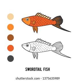 Coloring book for children, Swordtail fish