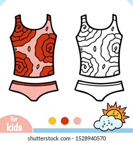 Coloring book for children, Tankini women swimsuit